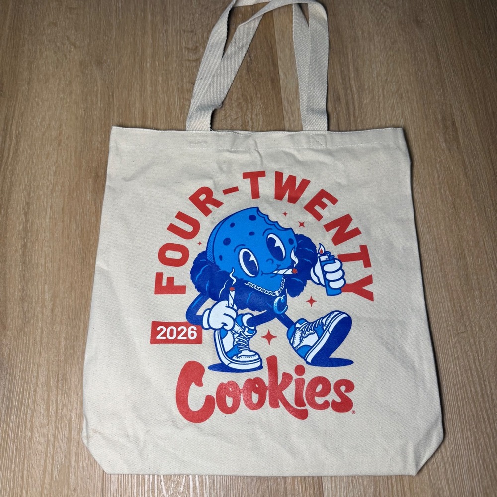 Cookies SF Four-Twenty 2026 Graphic Canvas Tote Bag Cream Blue Red Streetwear